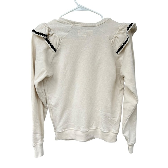 THE GREAT. The Shrunken Ruffle Sweatshirt - Washed White/Cream - Size 0 - Picture 9 of 11